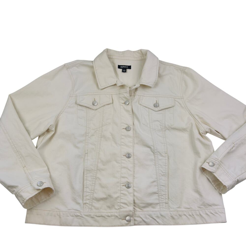 Buffalo David Bitton Cream Classic Timeless Trucker Denim Jacket Women's XXL